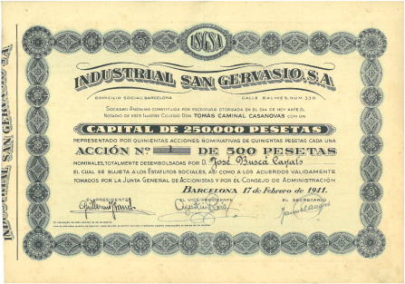 Primera acción de la empresa Raimsa